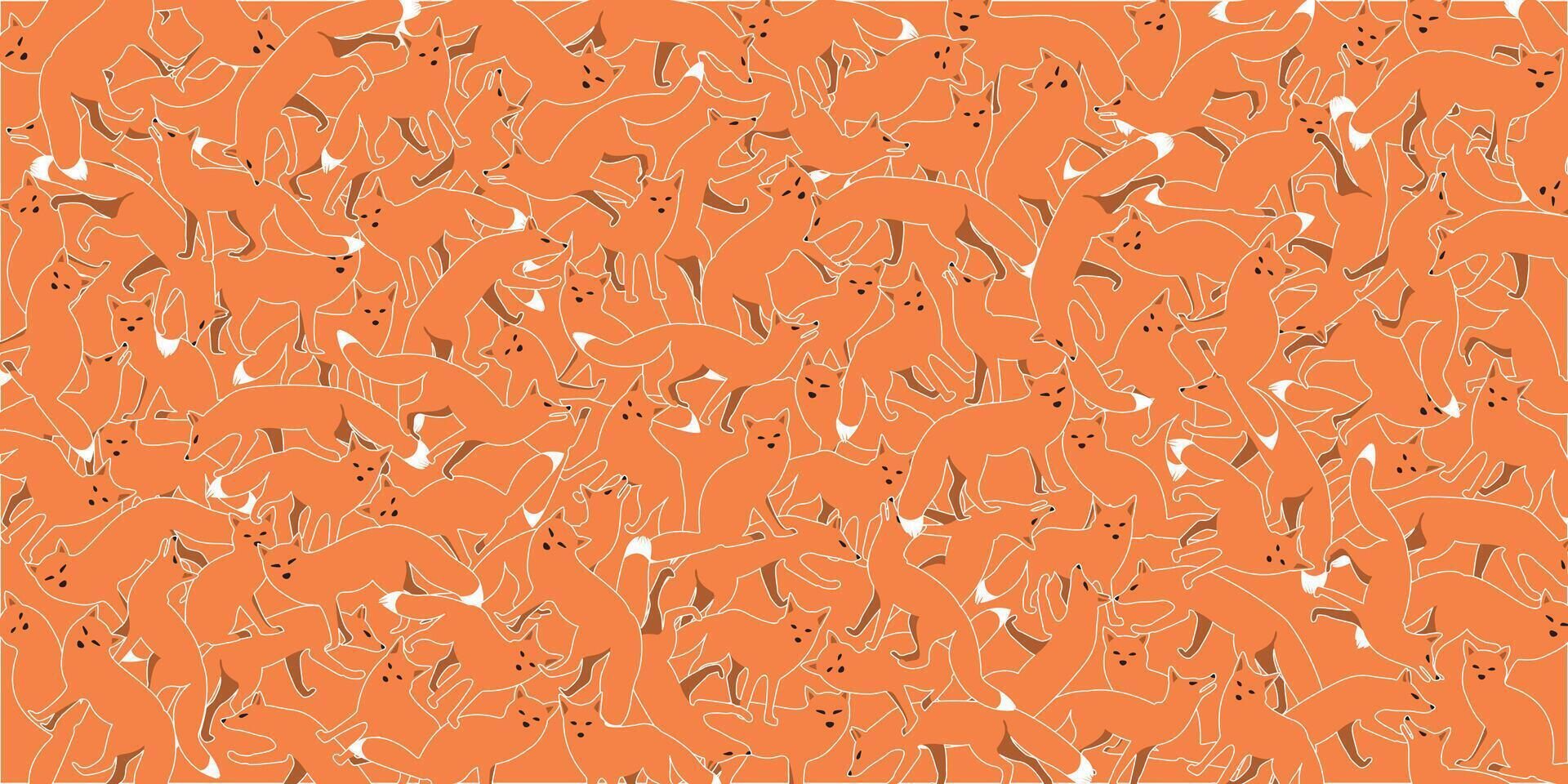 varios acción de zorro gráfico con blanco color contorno en naranja antecedentes ilustración. vector