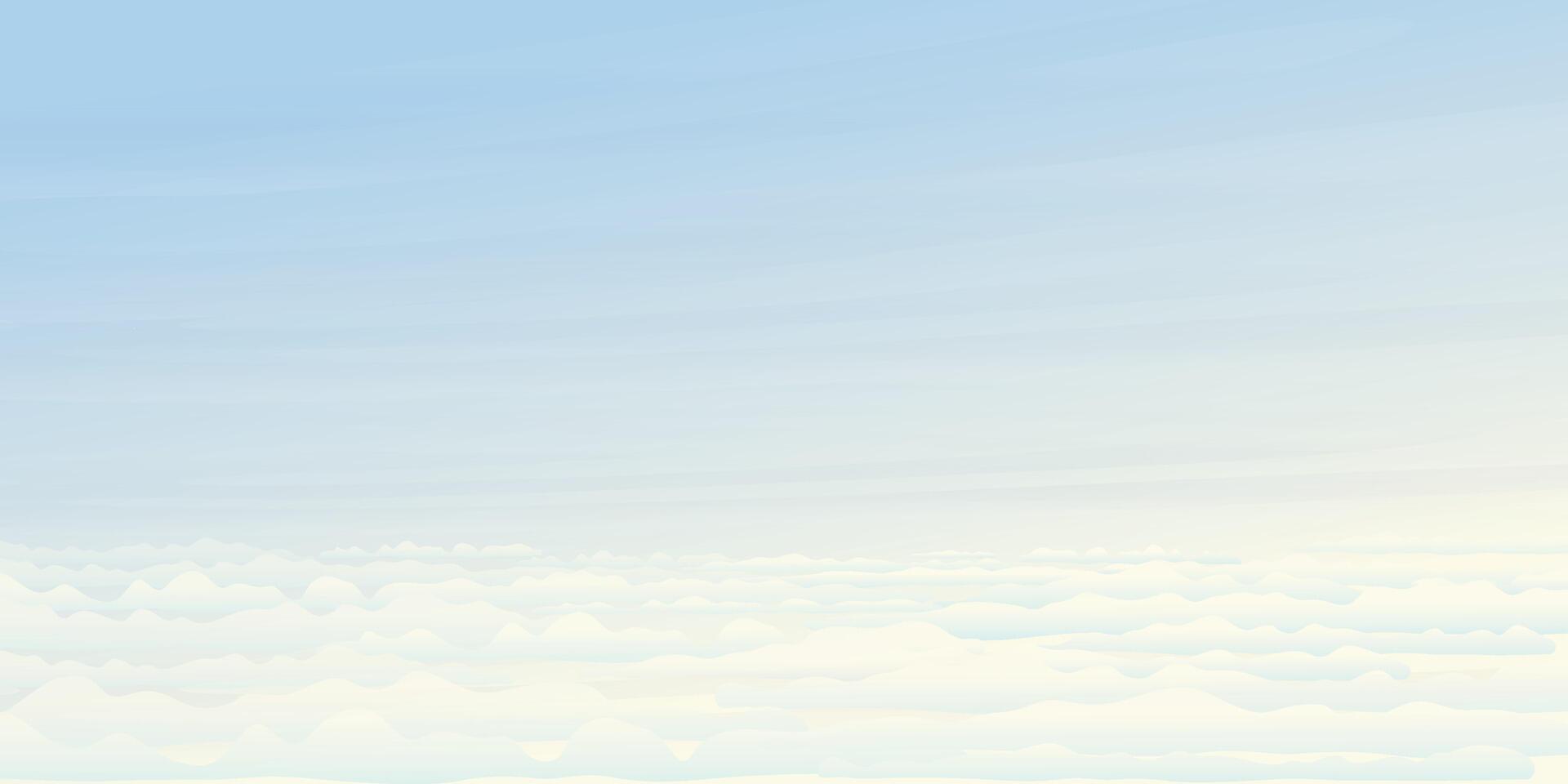 View above clouds with blue sky background illustration. Cloudscape in the morning. vector