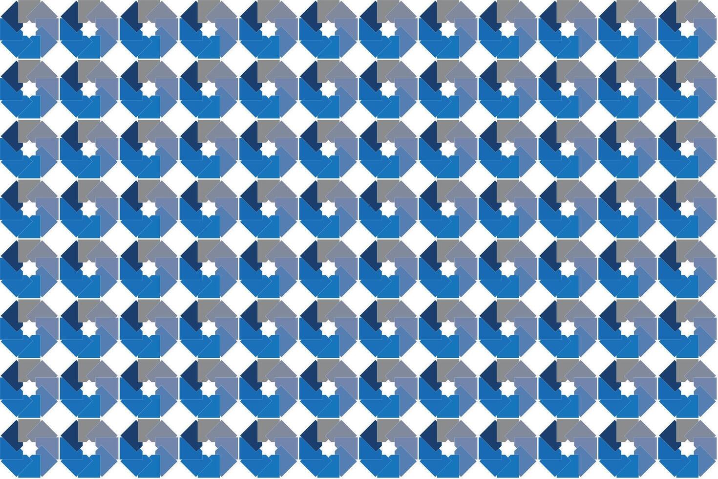 Illustration pattern, Abstract Geometric Style. Repeating of abstract multicolor of blue in octagonal shape on white background. vector