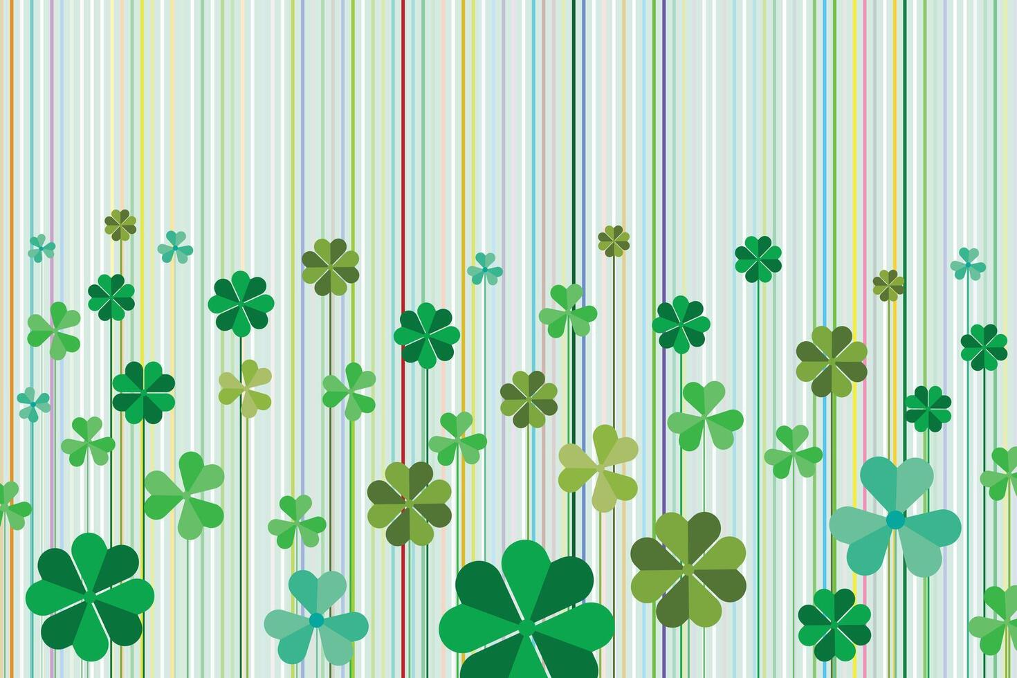 Illustration wallpaper, Abstract of clover leaves with line on soft green background. vector