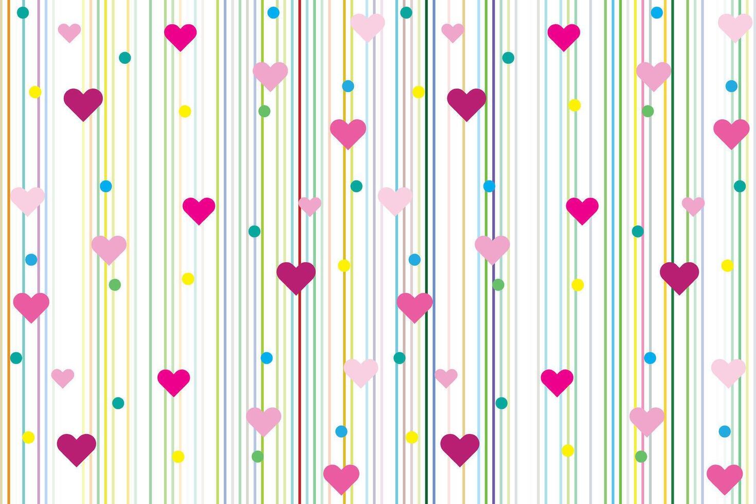Illustration wallpaper, Abstract of heart with small circle on multicolor line background. vector