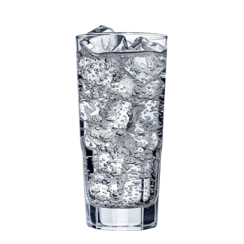 Clear drinking glass with ice AI-Generative png