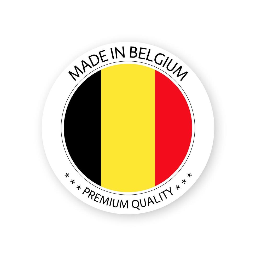 moderno hecho en Bélgica etiqueta aislado en blanco fondo, sencillo pegatina con Belga colores, prima calidad sello diseño, bandera de Bélgica vector