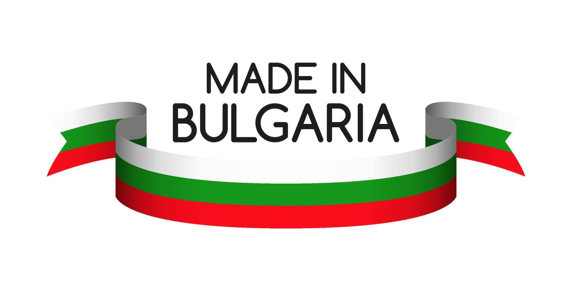 Colored ribbon with the Bulgarian tricolor, Made in Bulgaria symbol, Bulgarian flag isolated on white background, illustration vector