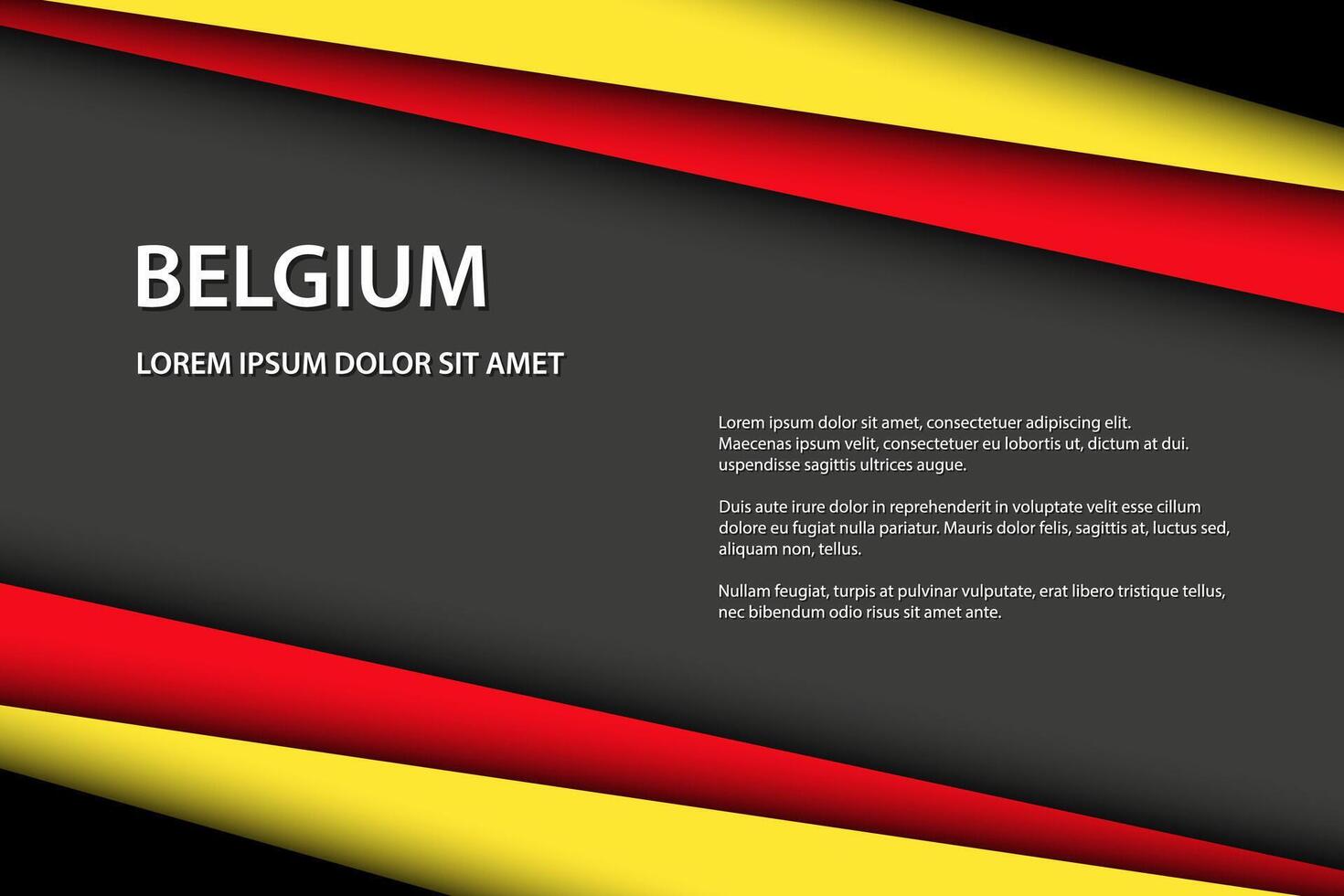 Modern background, overlayed sheets of paper in the look of the Belgian flag, Made in Belgium, Belgian colors and grey free space for your text vector