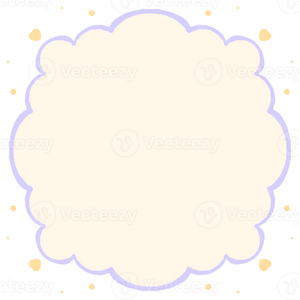 a cloud frame with a yellow border and a purple border png