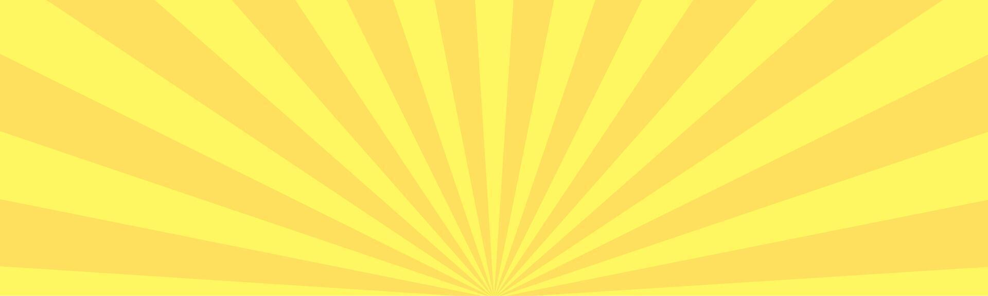 Banner, yellow Sunrise sunbeam rays, lines background, light vector