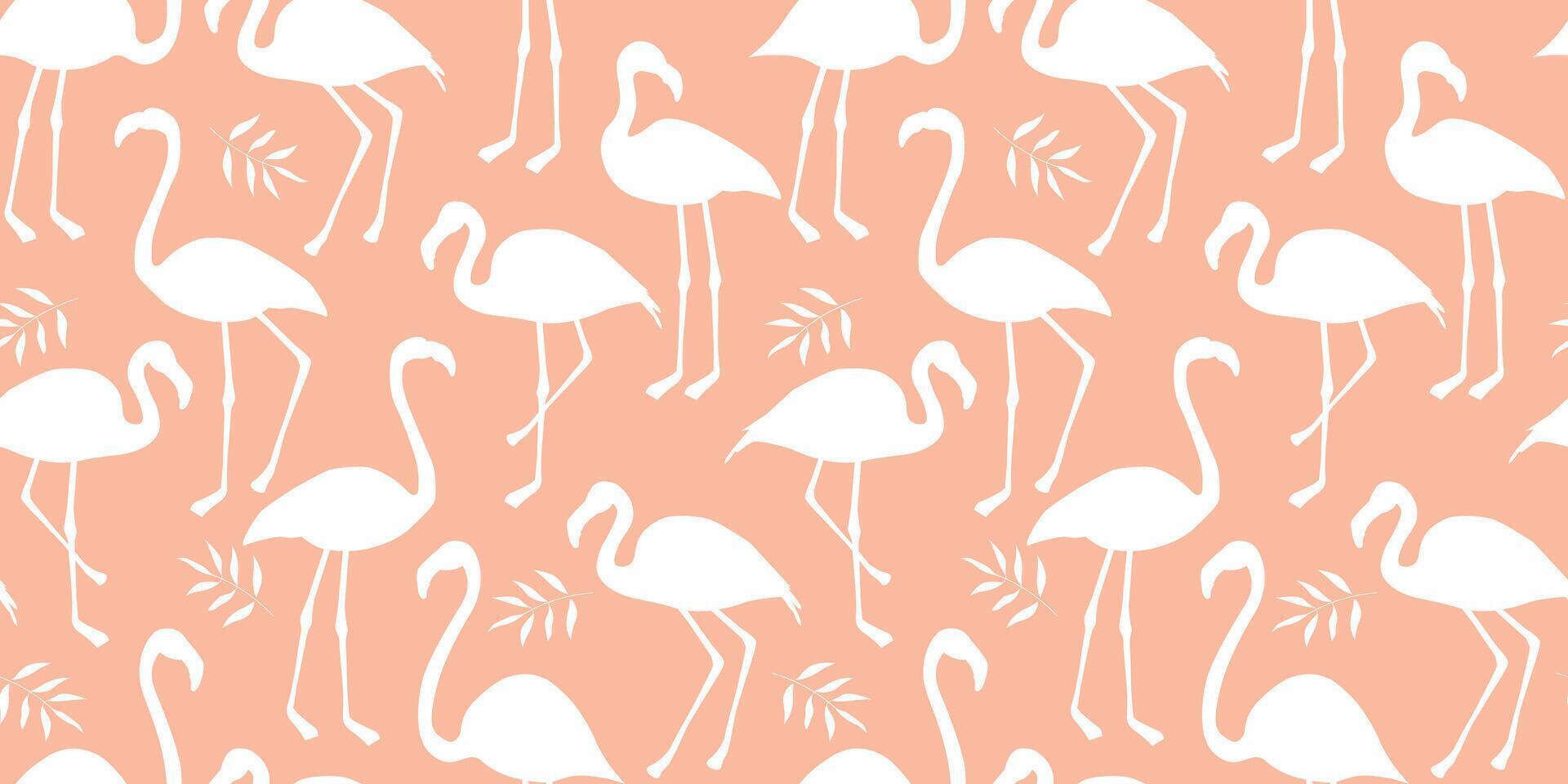 Seamless pattern with flamingo silhouettes. Abstract summer tropical print with birds. vector