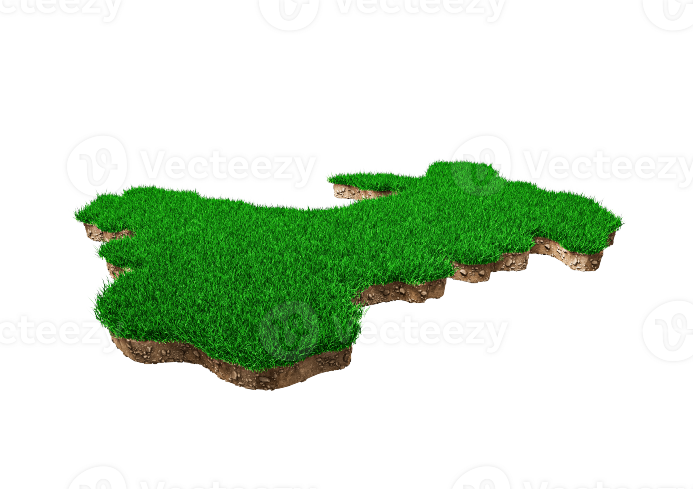 Wales Map soil land geology cross section with green grass and Rock ground texture 3d illustration png
