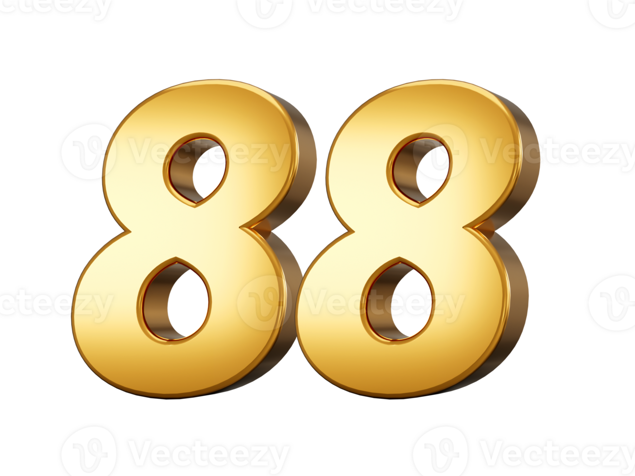 Gold number 88 Eighty eight . shiny 3d number made of gold 3d illustration png