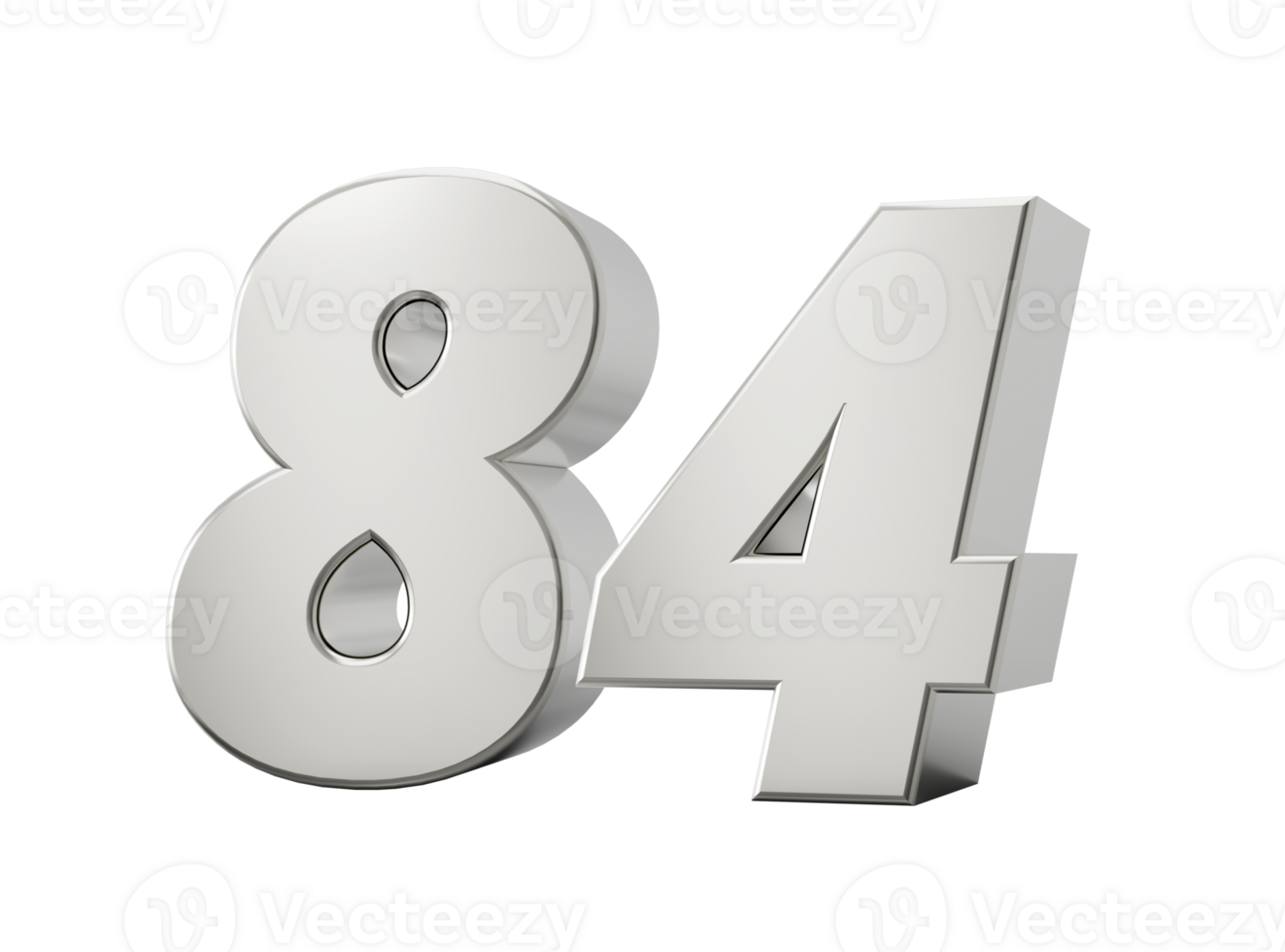 3d Shiny Silver Number 84 Eighty Four 3d Silver Number , 3d illustration png