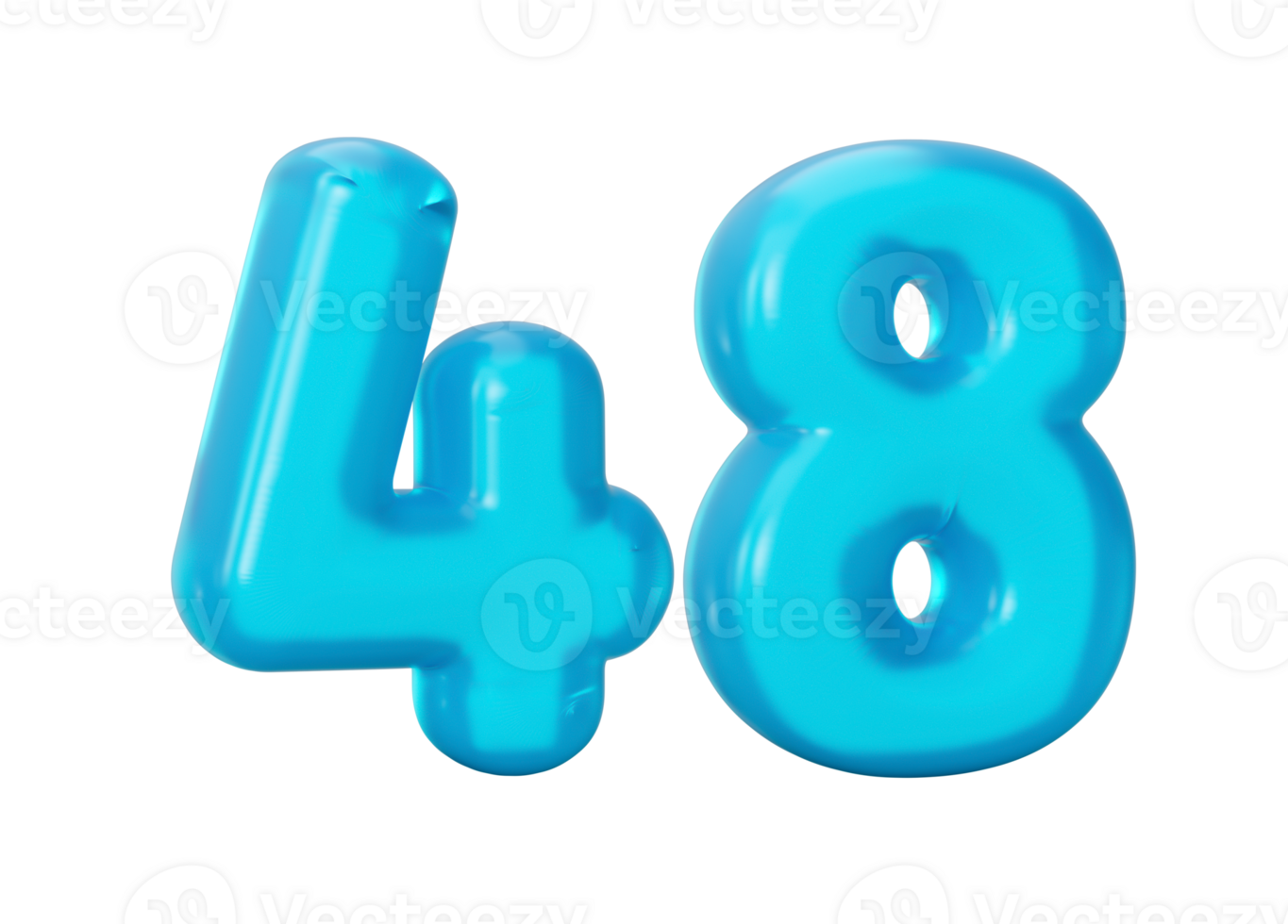 Blue jelly digit 48 forty eight Jelly colorful alphabets numbers for kids 3d illustration png