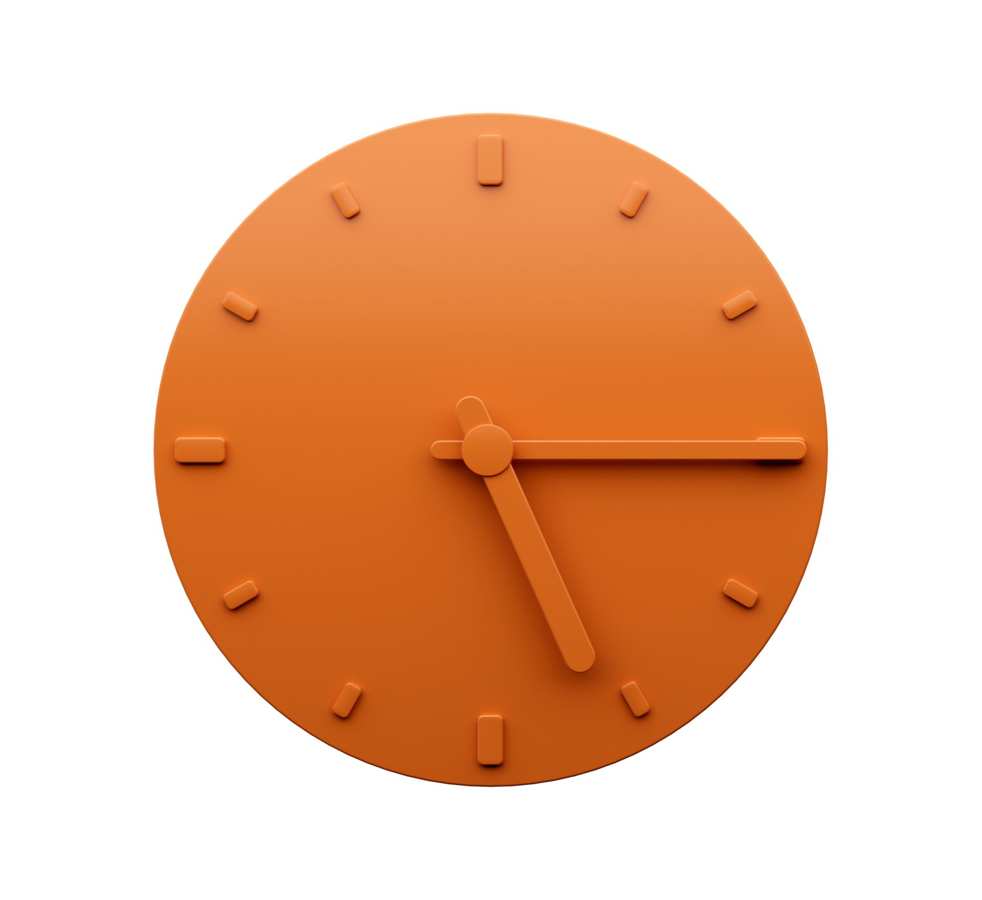 Minimal Orange clock quarter past Five o'clock abstract Minimalist wall