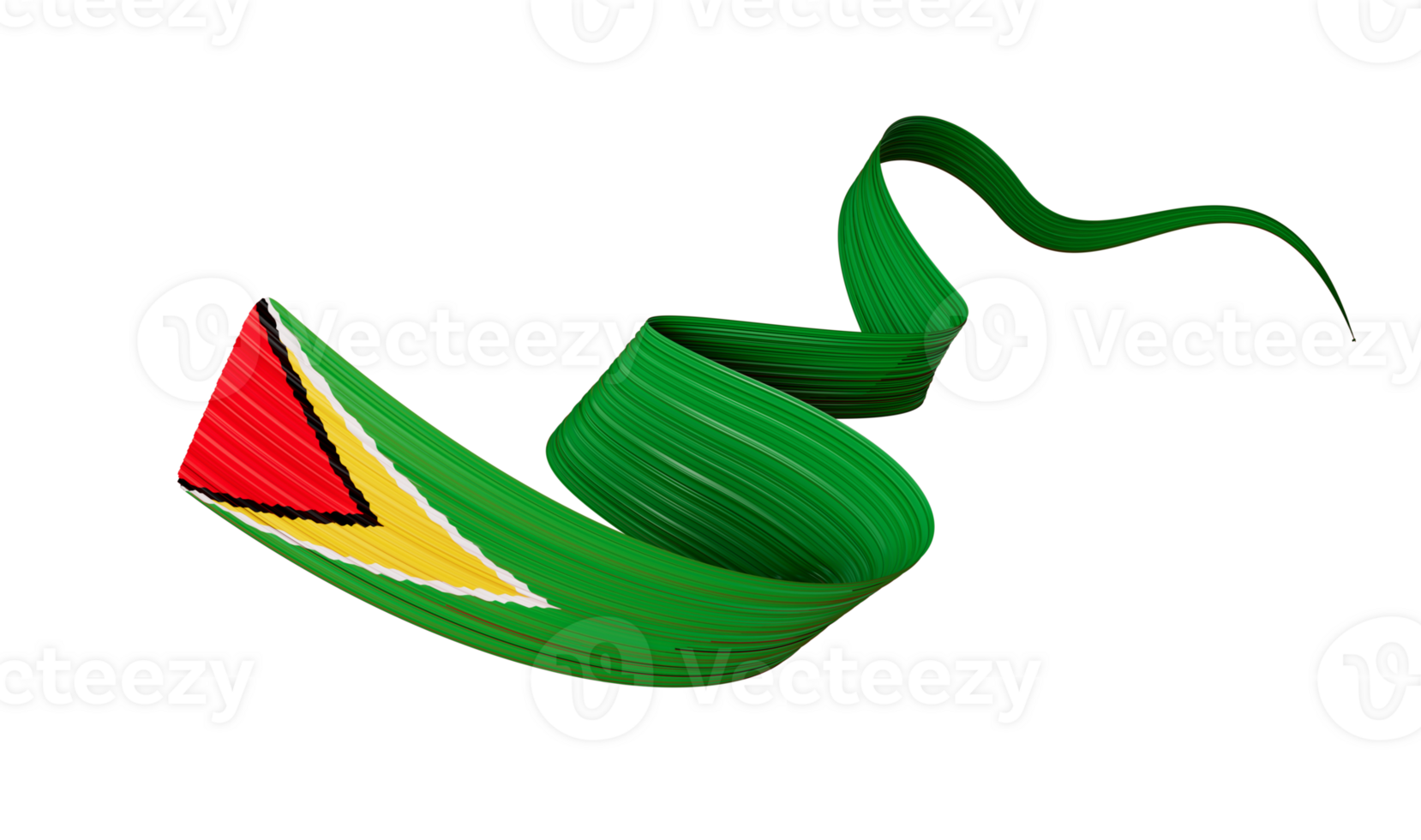 3d Flag Of Guyana Country, 3d Wavy Shiny Ribbon, 3d illustration png