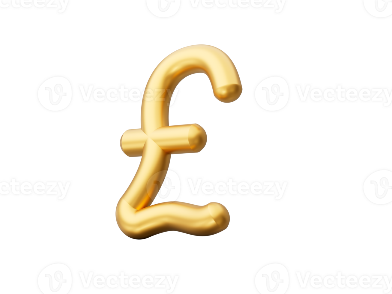 Shiny golden pound symbol 3d illustration png