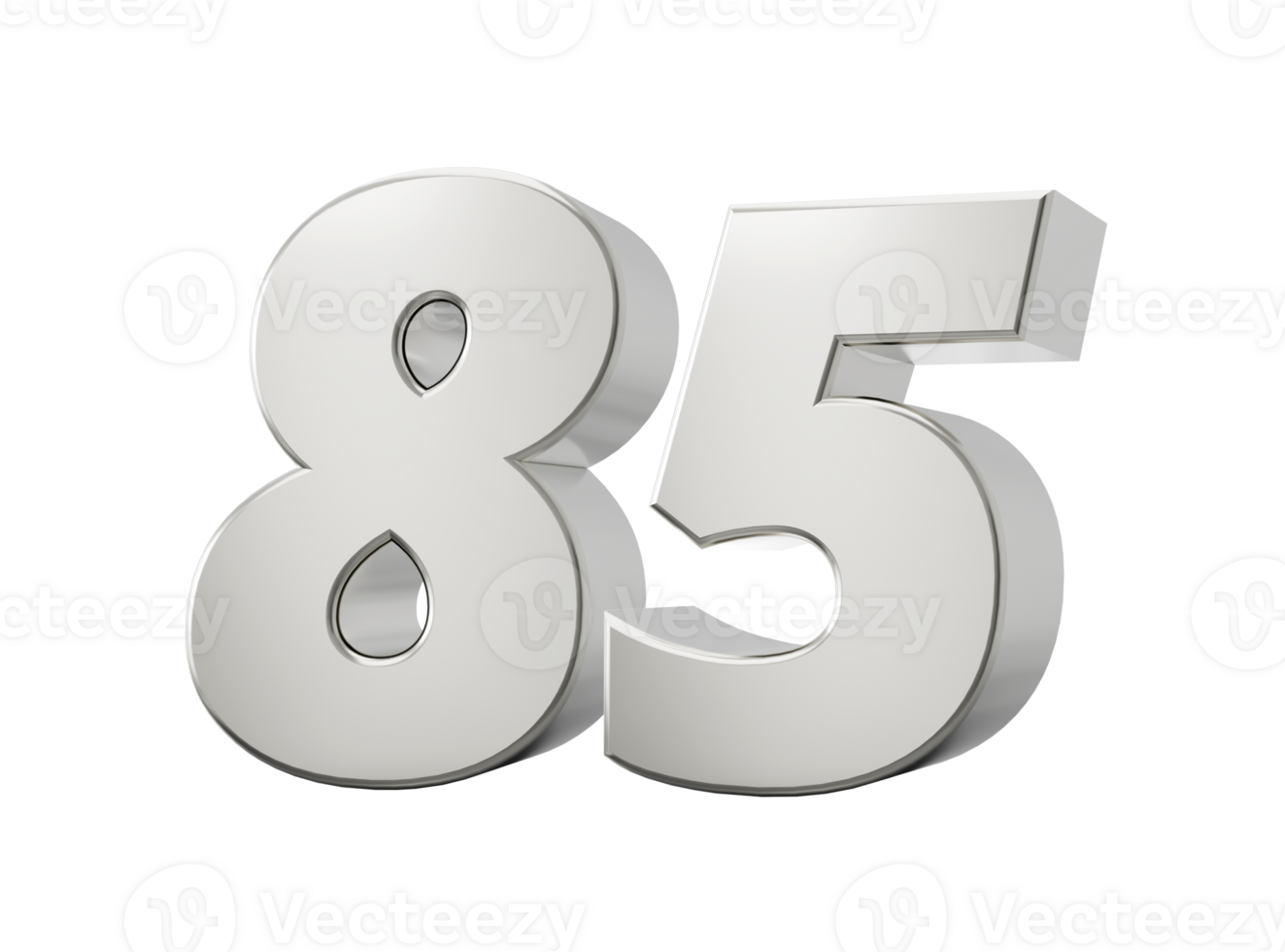 3d Shiny Silver Number 85 Eighty Five 3d Silver Number, 3d illustration png