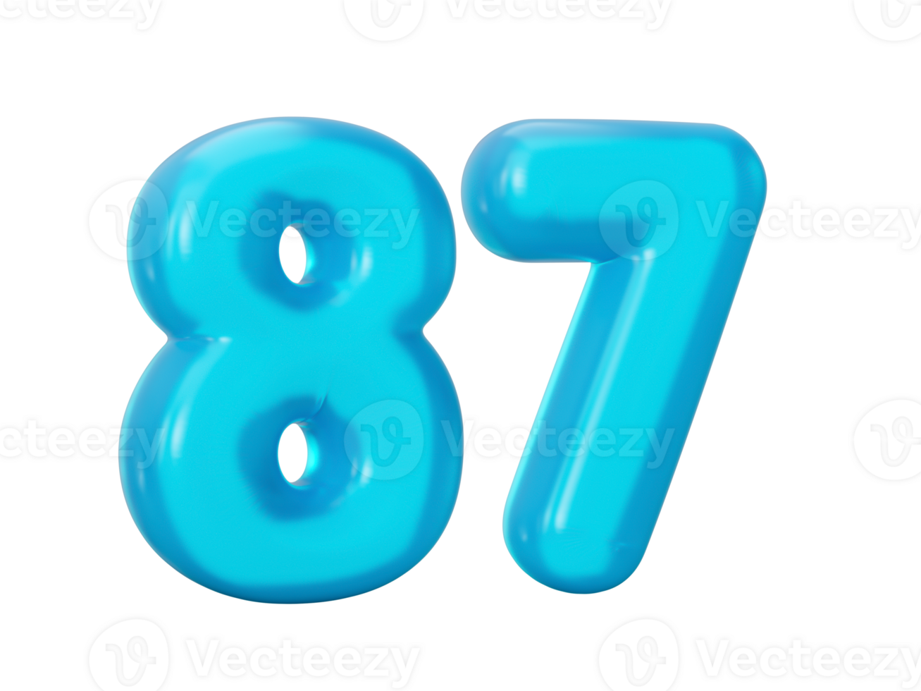 Blue jelly digit 87 Eighty Seven Jelly colorful alphabets numbers for kids 3d illustration png