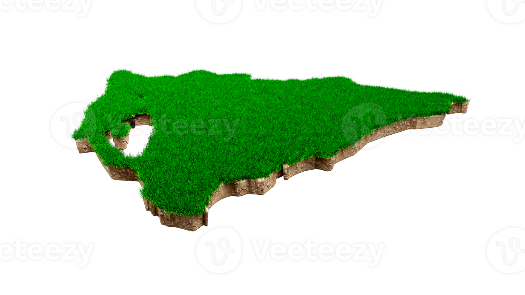 carte du nicaragua coupe transversale de la géologie des sols avec de l'herbe verte et de la texture du sol rocheux illustration 3d png