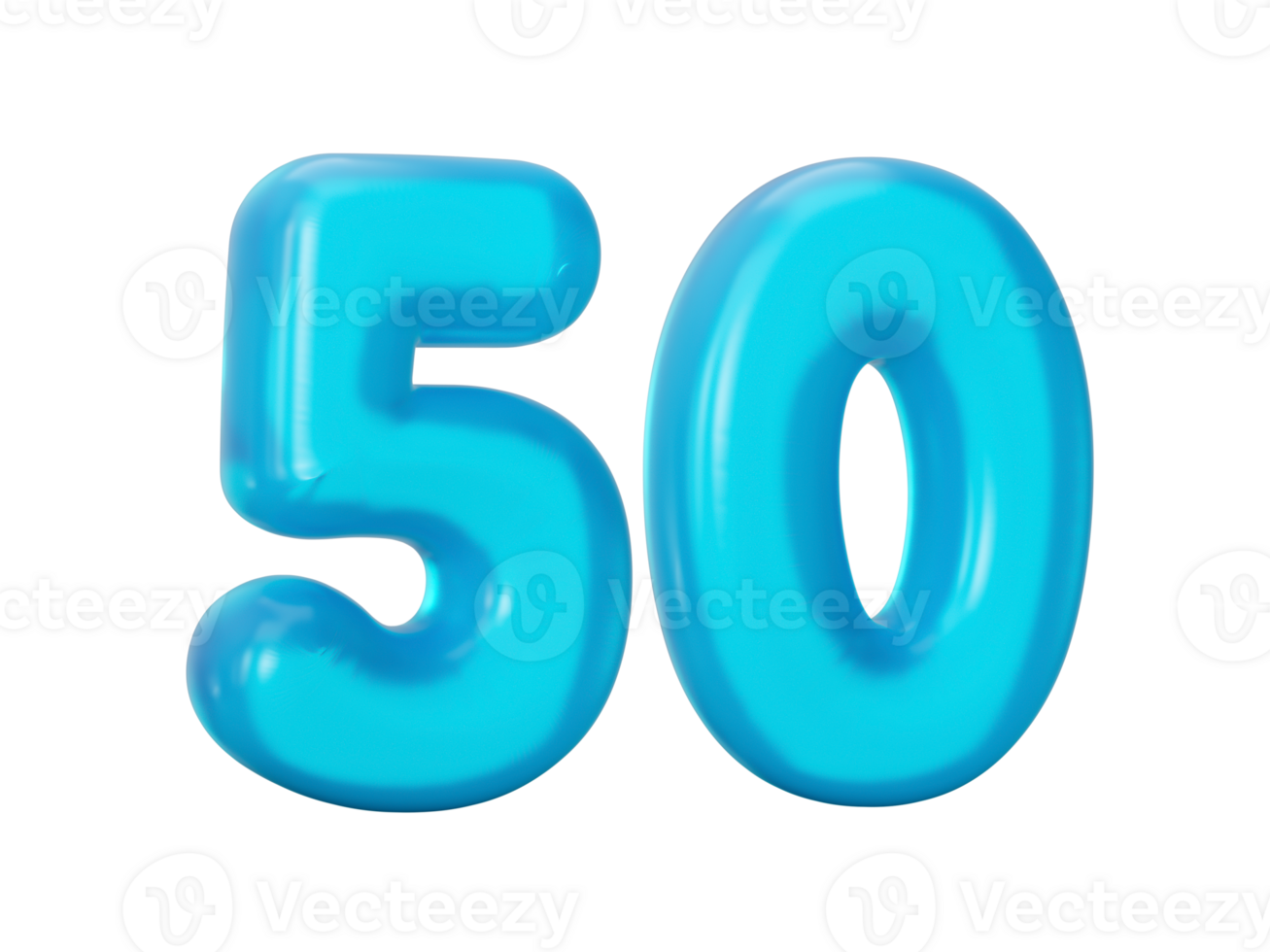 Blue jelly digit 50 Fifty Jelly colorful alphabets numbers for kids 3d illustration png