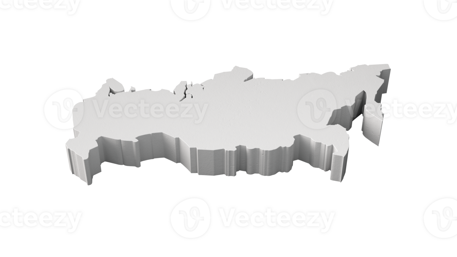 Russia 3D map Geography Cartography and topology map 3D illustration png