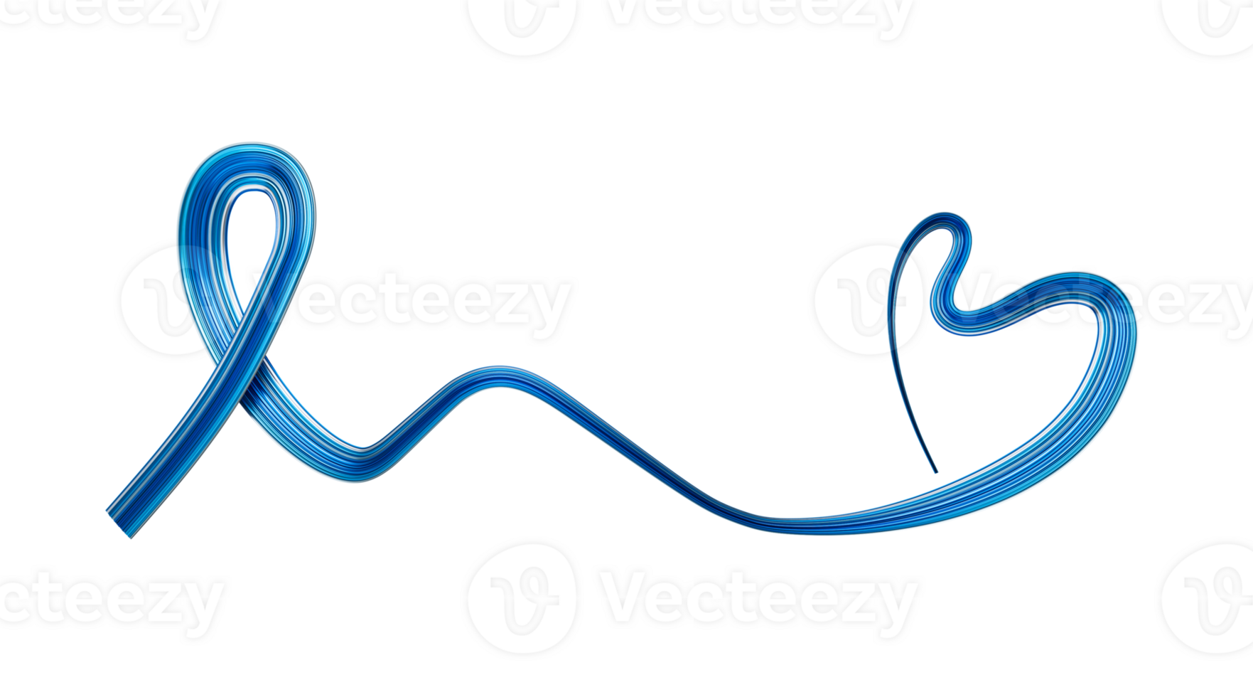 cinta azul de noviembre en forma de corazón 3d hecha con cinta de trazo de pincel ilustración 3d png