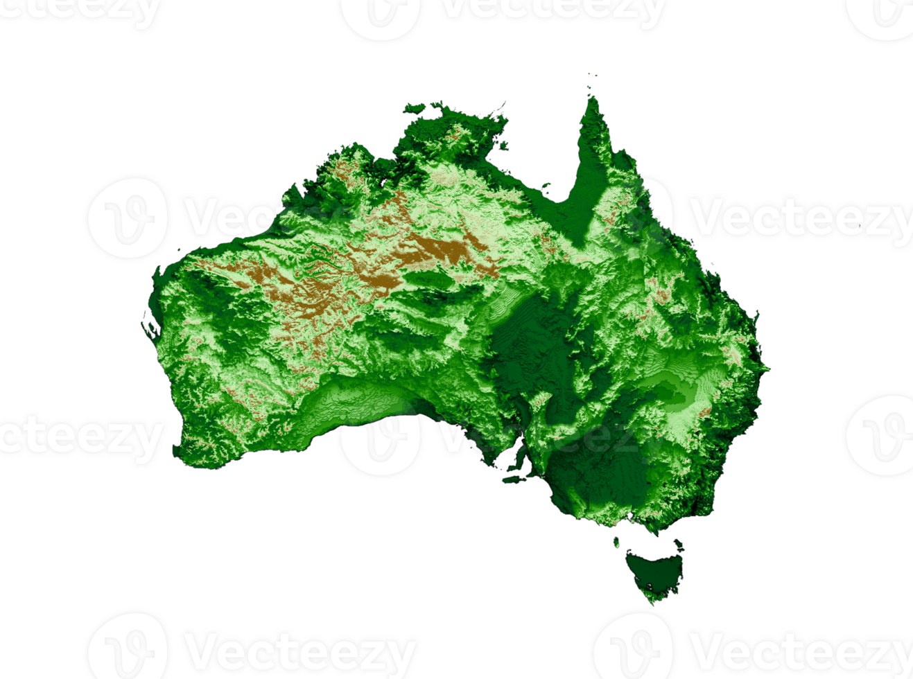 carte topographique de l'australie carte réaliste 3d couleur illustration 3d png