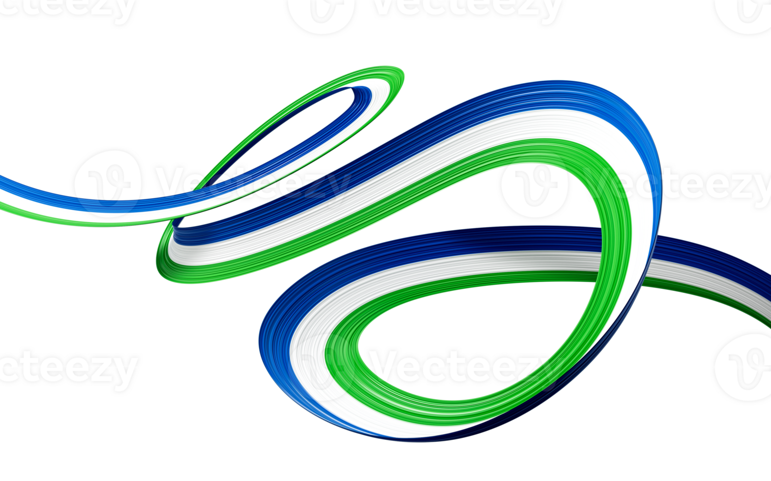 Colors Ribbon Tape of Sierra Leone twisted 3d illustration png