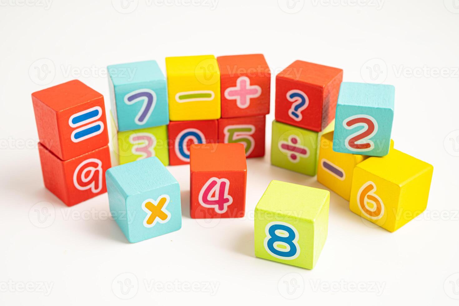 Math number colorful on white background, education study mathematics learning teach. photo