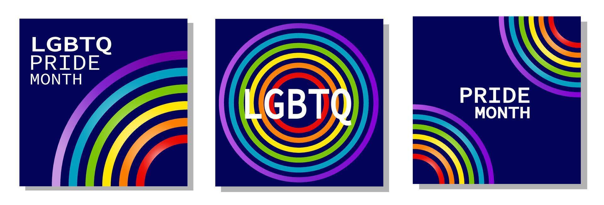 LGBTQ pride month banner. Rainbow PRIDE month with festival parades, parties and social events. Colorful rainbow flag. design template. LGBTQIA Pride Month Text. Pride flag . vector