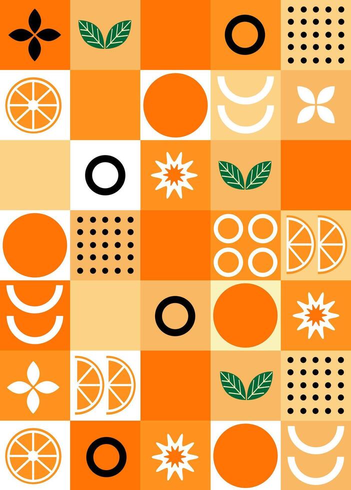 Abstract geometric fruit pattern. Shapes of natural organic flower plants, eco agriculture citrus. minimal illustration vector