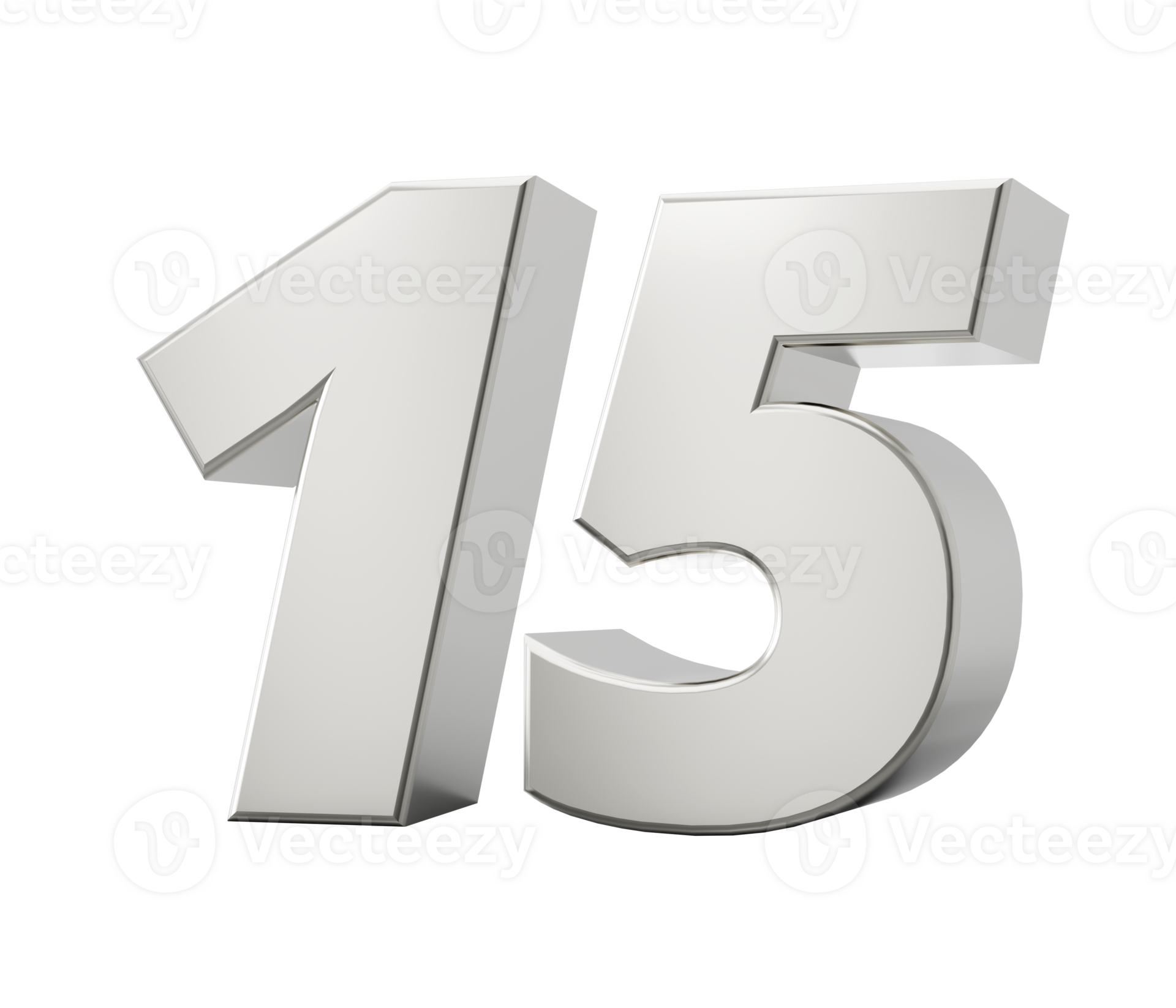 Silver 3d numbers 15 Fifteen 3d illustration 43192771 PNG