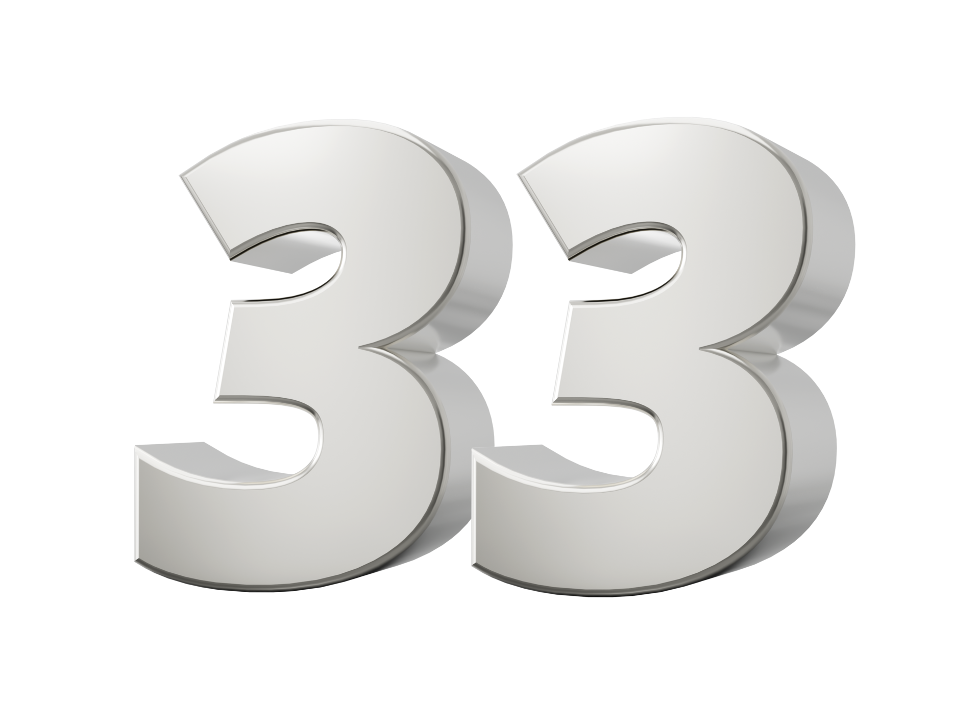 Silver 3d numbers 33 thirty three
