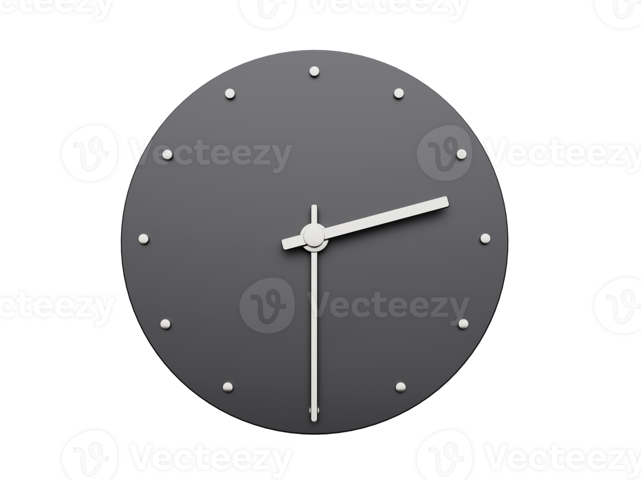 Simple clock gray half past two clock Modern Minimal Clock. 3D illustration png