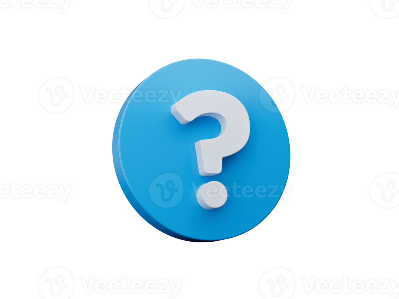 Blue question mark icon sign or ask FAQ answer Symbol 3D illustration png