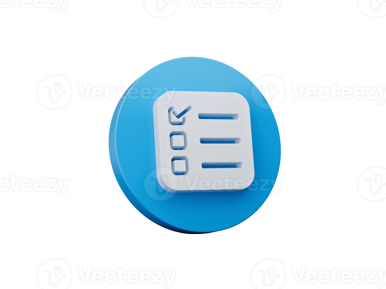 liste de contrôle icône 3d isométrique. bleu rond forme la toile conception graphique. notification icône 3d illustration png