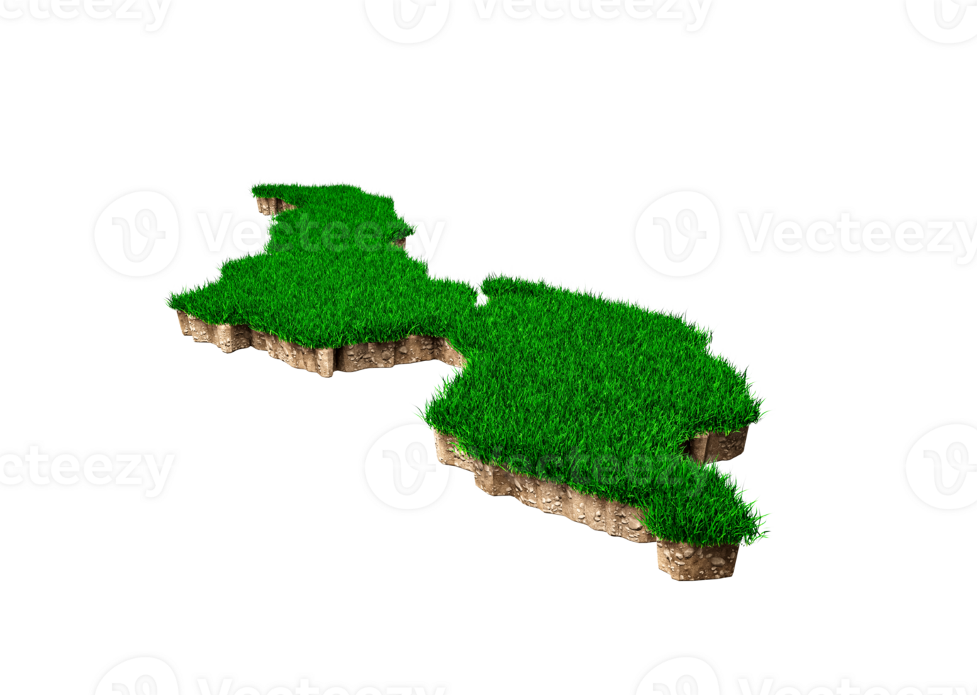 carte malawi coupe transversale de la géologie des terres du sol avec de l'herbe verte et de la texture du sol rocheux illustration 3d png