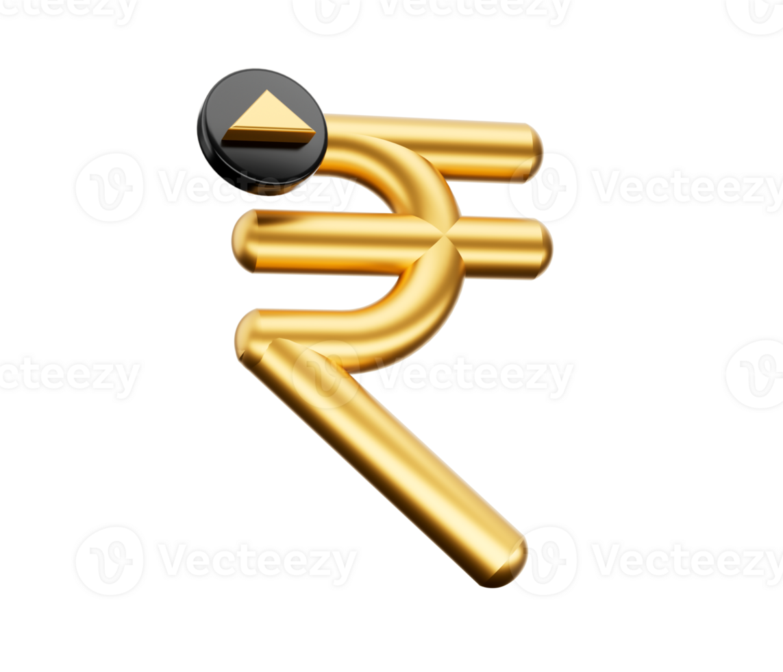 graphique d'affaires avec le signe de la roupie. concept de croissance de la roupie indienne. rendu 3d png