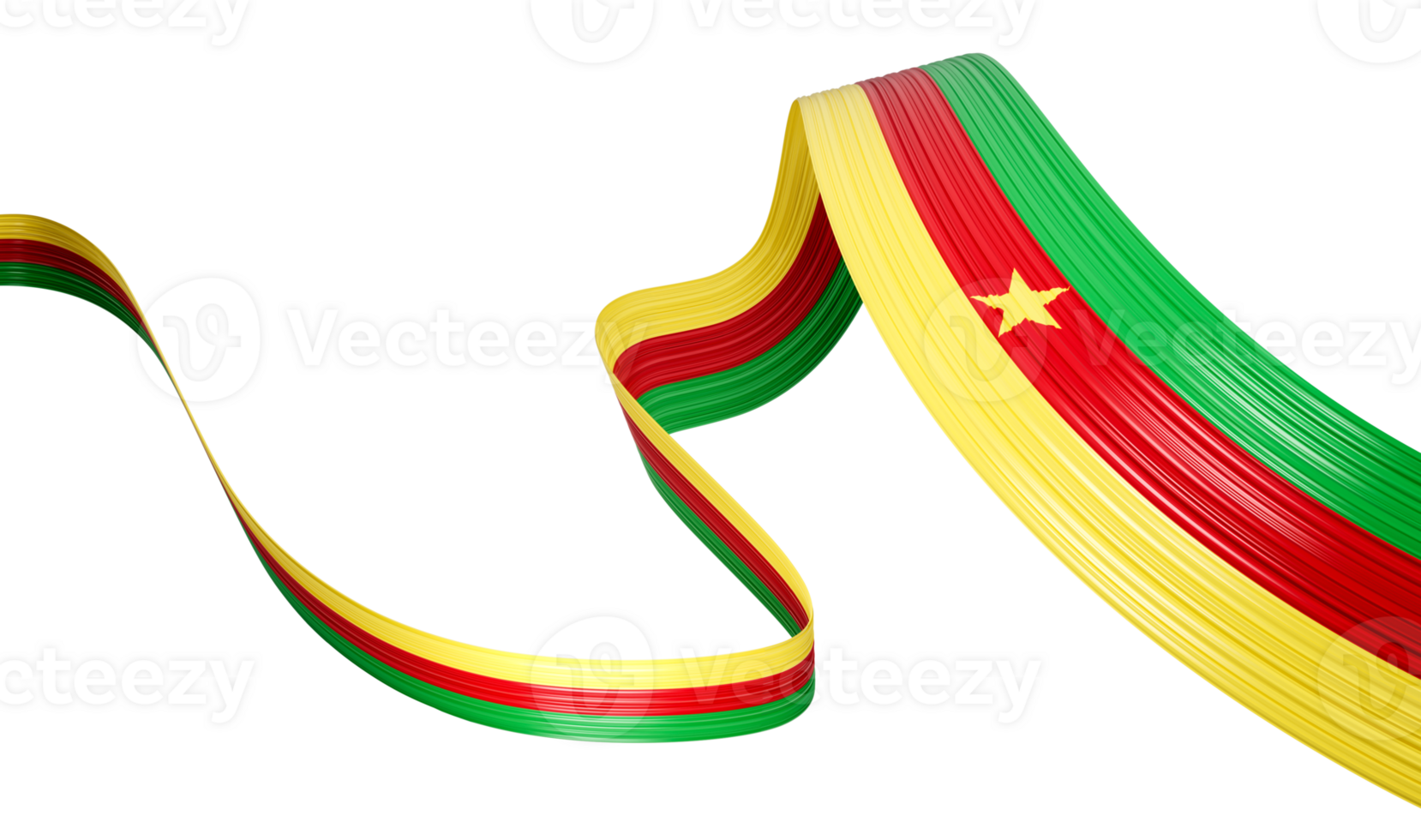 3d Flag Of Cameroon 3d Waving Ribbon Flag , 3d illustration png