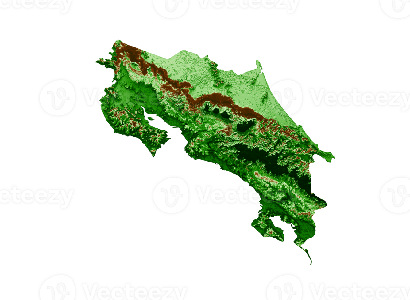 costa rica mapa topográfico 3d mapa realista color 3d ilustración png