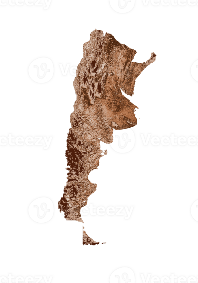 Map of Argentina in old style, brown graphics in a retro style Vintage Style. High detailed 3d illustration png