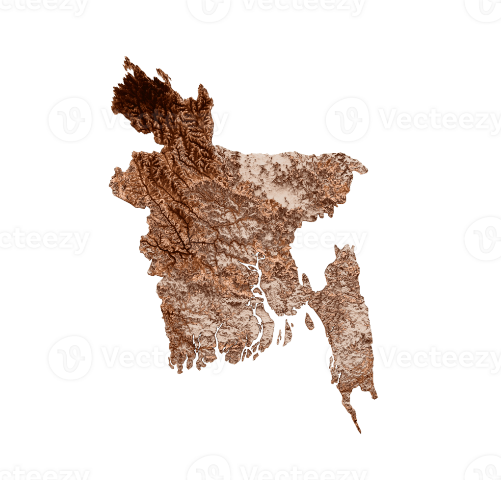 Map of Bangladesh in old style, brown graphics in a retro style Vintage Style. High detailed 3d illustration png