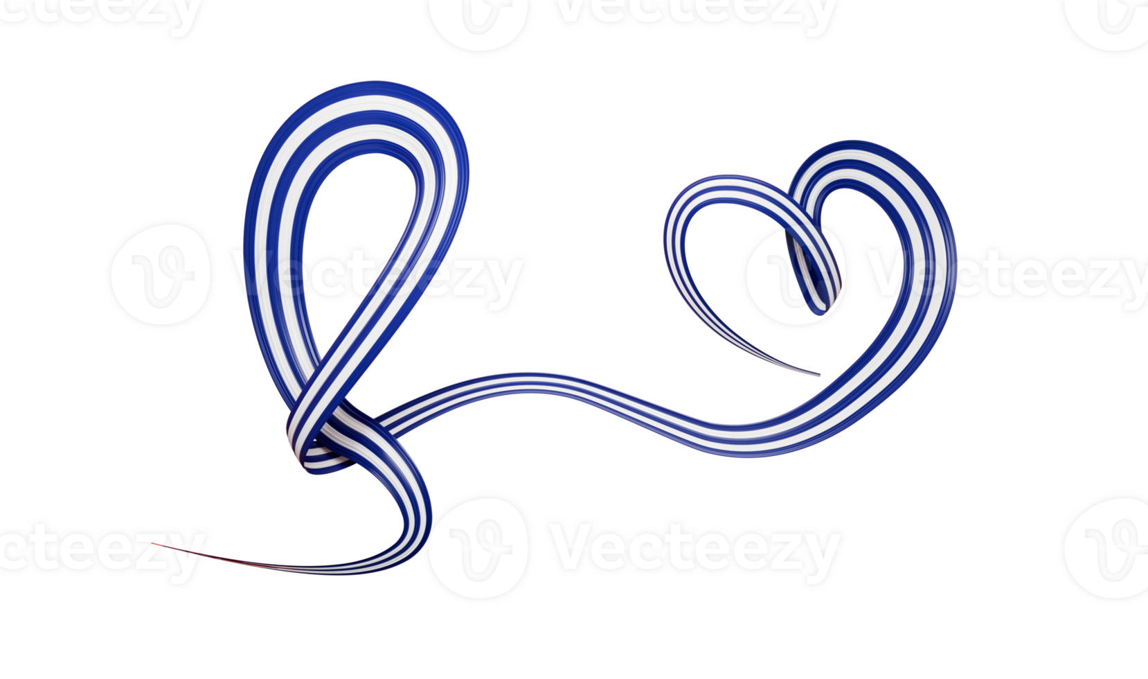 cinta ondulada en forma de corazón de la bandera cubana. ilustración 3d png