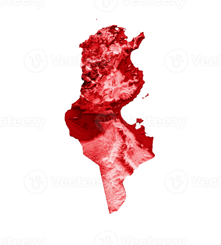 Tunisia map with the flag Colors Blue and Red Shaded relief map 3d illustration png