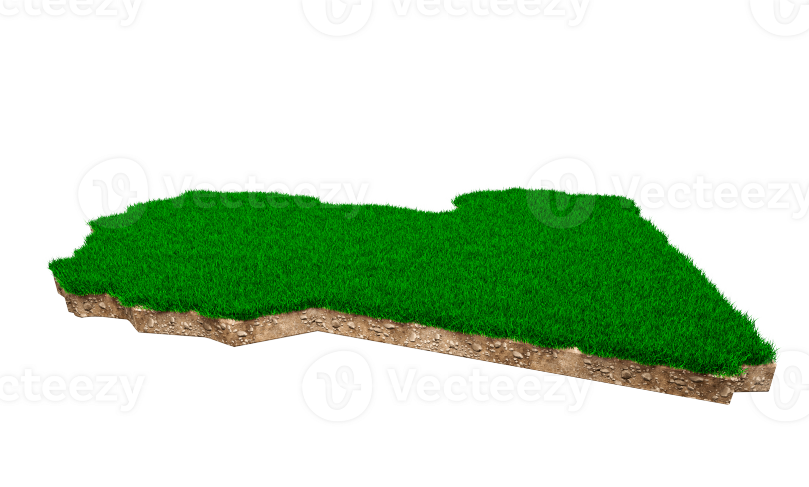 carte de la libye coupe transversale de la géologie des sols avec de l'herbe verte et de la texture du sol rocheux illustration 3d png