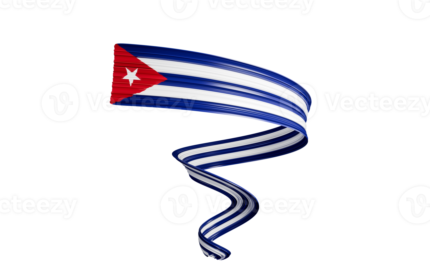 cinta ondeante o pancarta con bandera de cuba espiral o torcido día de la independencia ilustración 3d png