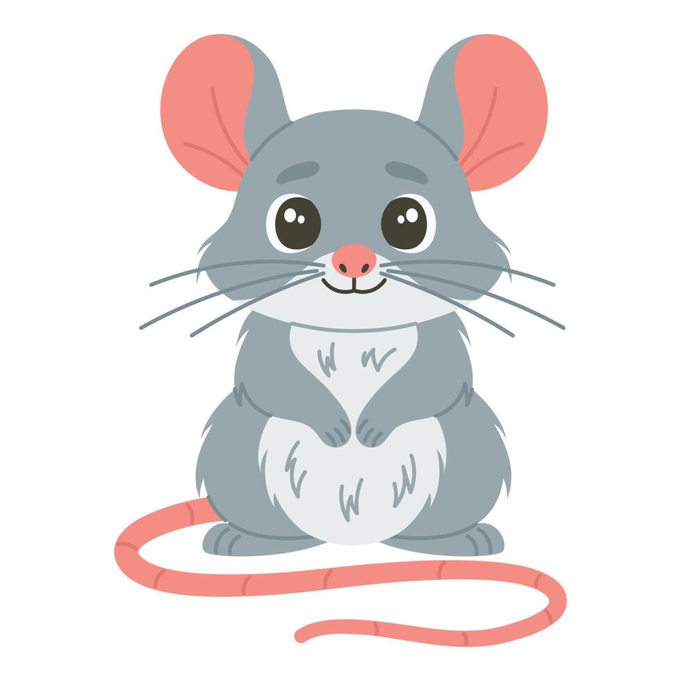 Mouse on white background, hand drawing, illustration. vector