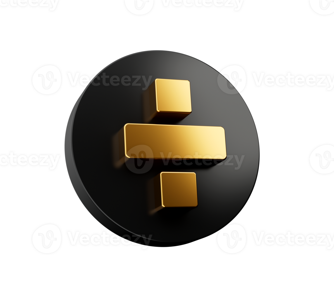 Golden 3d math Divide symbols with Black icon - 3D illustration png