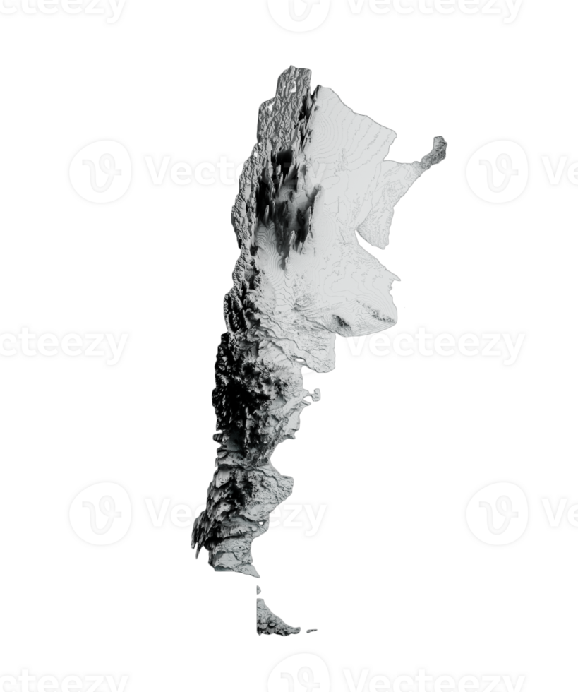 Argentina. Shaded relief map with Flag 3d illustration png
