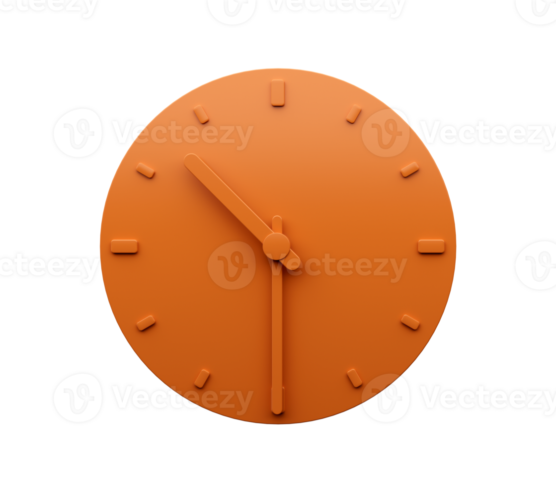 Minimal Orange clock Half past Ten o'clock abstract Minimalist wall clock Ten Thirty 3d Illustration png