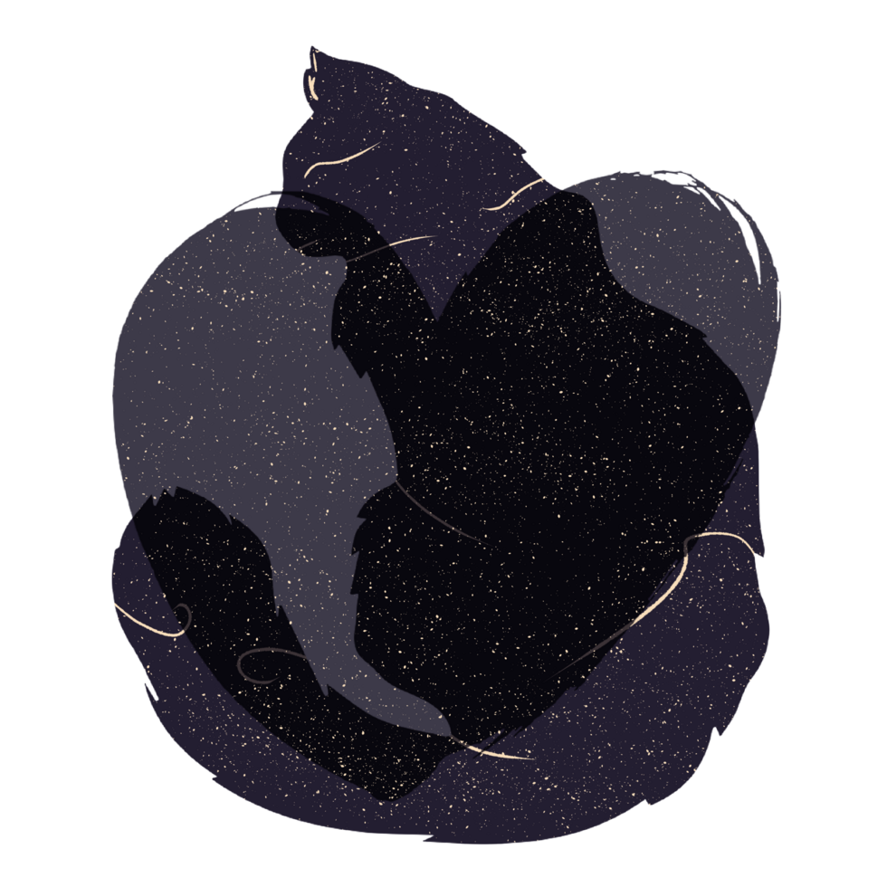 gatto e cuore silhouette illustrazione nel pastello colori. png